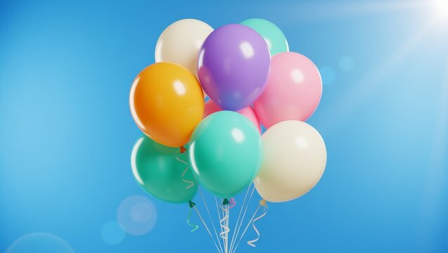 Colorful balloons against blue sky