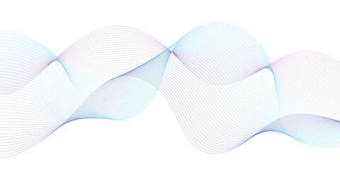 Abstract colorfull wave element for design. Digital frequency track equalizer. Stylized line art background. Vector illustration. Wave with lines created using blend tool.