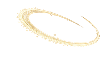 Golden light trail circle with sparkles isolated on transparent background