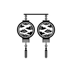 Lunar New Year Lantern Pair of chinese lantern silhouettes with hanging tassels