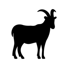 A bold silhouette of a majestic mountain goat standing strong and proud
