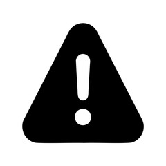 Warning symbol indicating potential dangers with a black exclamation point on white