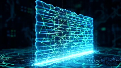 Abstract technology visualization with glowing blue network connections on circuit board, high - Powered by Adobe