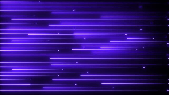 Neon line shapes animation of glowing horizontal lines streaming across the screen.Light neon laser line abstract motion background