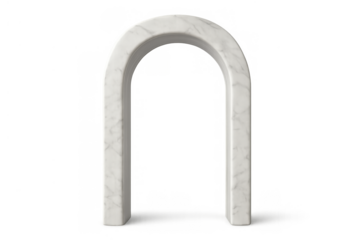 Marble arch gateway representing structure, geometry, and minimalism over a transparent background