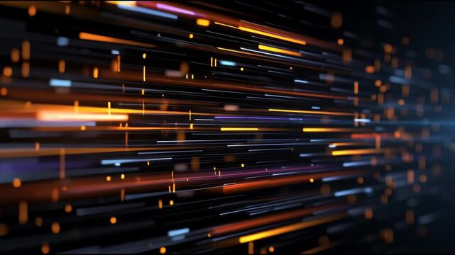 Abstract Data Stream: Orange and Blue Light Trails