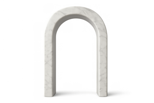 Marble arch gateway representing structure, geometry, and minimalism over a transparent background