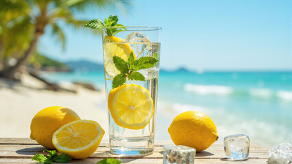 cocktail with lemon and ice