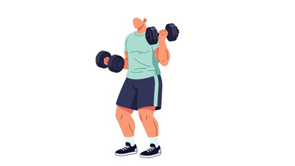 Fototapeta premium Man Lifting Dumbbells Muscular Strength and Exercise Routine