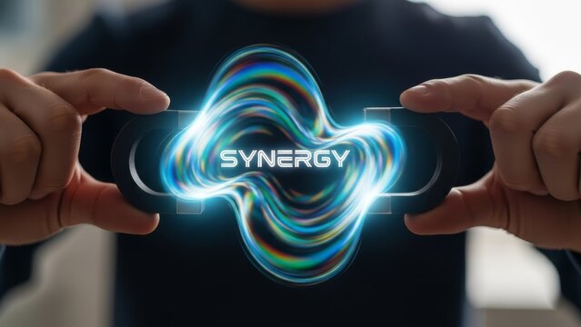Person Holding Two Magnets with Holographic Energy Field Synergy