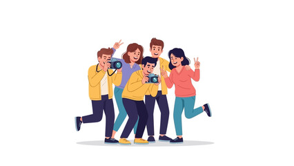 Obraz premium A group of friends joyfully posing for a photograph, capturing a memorable moment together, illustrating connection and shared experience