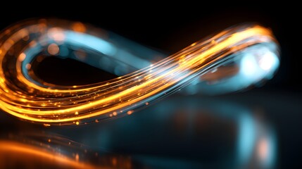 Abstract Light Trails Forming Infinity Symbol on Dark Background.