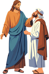 Jesus Healing a Blind Man Biblical Miracle Illustration
