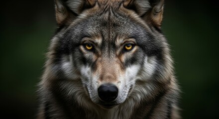 Majestic Wolf with Intense Eyes Staring at the Camera