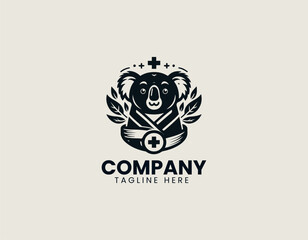 Healthy Koala black vector logo illustration