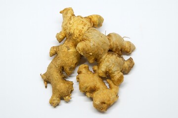 Fresh Ginger Root or Jahe Isolated on White Background