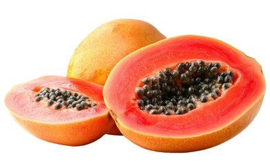 Half of papaya PNG, isolated on transparent background.