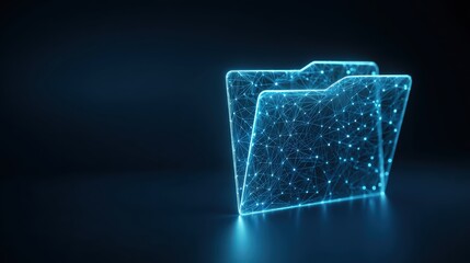 An open folder icon glowing in a futuristic digital environment, creating a sense of innovation and digital storage. ..Created with Generative AI, not depicting real subjects.