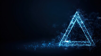 A glowing neon-blue triangle pulses with energy, set against a dark background. ..Created with Generative AI, not depicting real subjects.