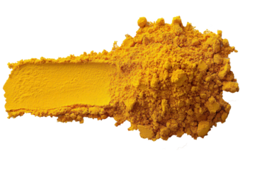 PNG, Ground turmeric in smooth yellow orange circle, isolated on transparent.