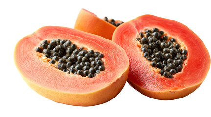 Half of papaya PNG, isolated on transparent background.