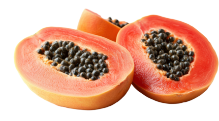 Half of papaya PNG, isolated on transparent background.