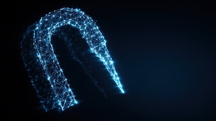 An artistic representation of a powerful magnet, rendered in a striking, ethereal blue, emanating a sense of attraction. ..Created with Generative AI, not depicting real subjects.