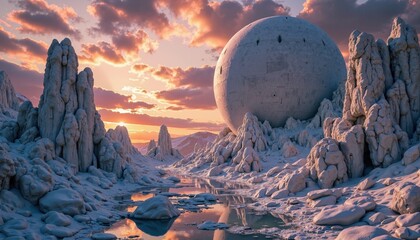 alien sphere on a desert planet