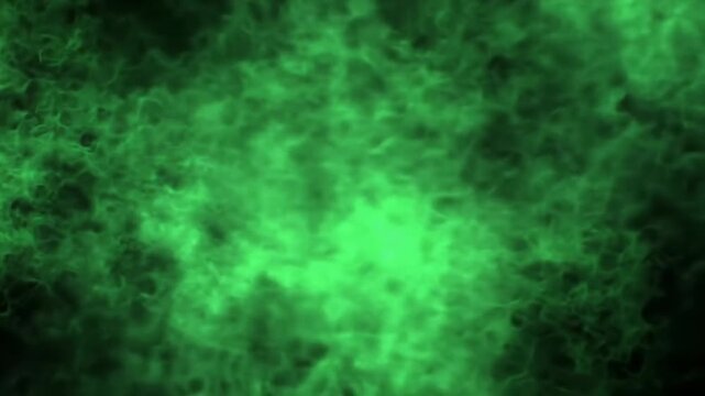 A vibrant, abstract digital art piece with a dynamic interplay of glowing, emerald green shapes against a dark backdrop