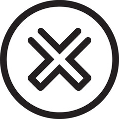 Obraz premium Black and white abstract cross symbol inside a thick circle