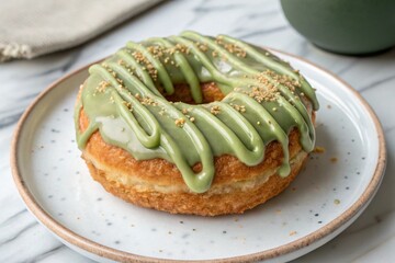 delicious matcha donut 