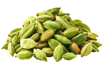 Cardamom powder showcasing fine texture and aromatic fragrance with a transparent background.