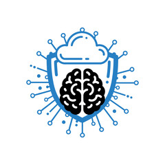 International Epilepsy Day Brain Icons Cybersecurity cloud shield logo design concept