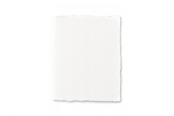 Torn paper piece with textured surface and rough edges, blank white note for message or background