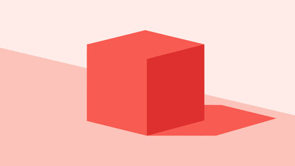 Geometric Cube Illustration A Modern 3D Rendering of a Solid Red Cube with Shadows