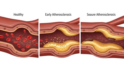 Cholesterol plaque in artery (atherosclerosis) illustration 