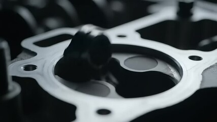 Engine valve and cylinder head detail.