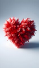 Red and pink feather heart with gradient background. AI Generated, Generative AI