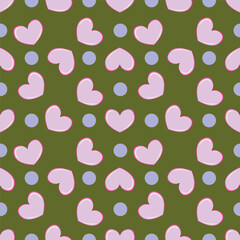 seamless pattern with pink hearts