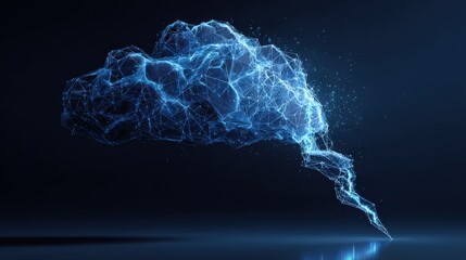 An abstract glowing cloud-like structure, radiating energy, hovering in a deep dark space, symbolizes ideas and innovation. ..Created with Generative AI, not depicting real subjects.