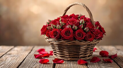 Basket Arrangement of Red Roses