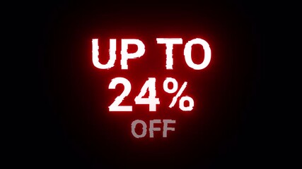24 percent discount offer shop neon offer sale discount with transparent background with alpha channel