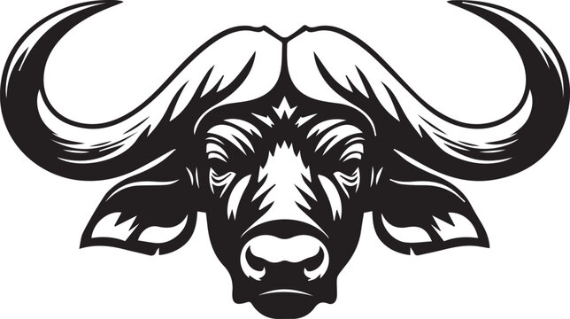 african buffalo head silhouette vector flat illustration design