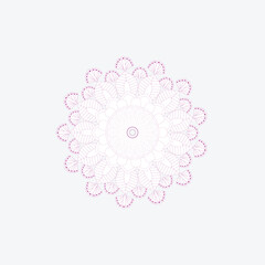 Delicate pink and white mandala pattern with intricate floral and leaf motifs vector illustration