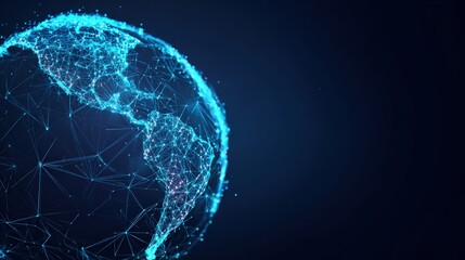 A radiant digital globe, alive with glowing interconnected networks, floats weightlessly against a deep background. ..Created with Generative AI, not depicting real subjects.