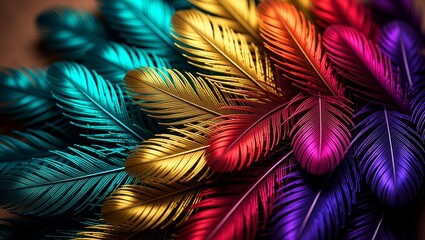 Vibrant multicolored feathers