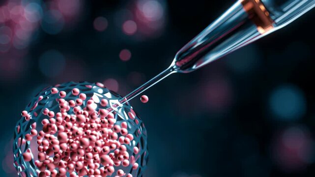 Macro shot micro needle collecting cell cluster single region biopsy conceptual, future oncology lab environment, precision oncology lab
