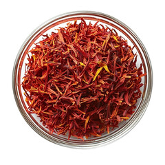 Fototapeta premium Top View Premium Saffron Strands in Glass Bowl Studio Shot Isolated White Background #1