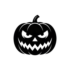 Spooky halloween jack o lantern with glowing eyes and jagged teeth on a black background