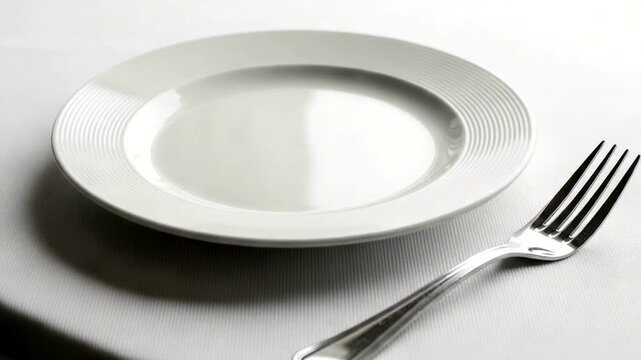 Elegant Minimalist Plates and Cutlery, Ideal for Culinary Backgrounds and Restaurant Displays